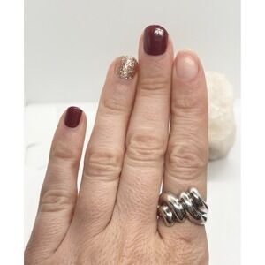 Vintage GJ Signed Solid Wavy Chunky Ring Size 8.5 Sterling Silver 925 Ring 8g